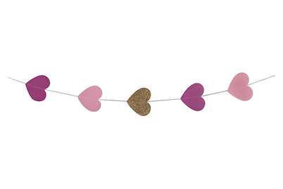 Image of Papier-Girlande Herzen, 5cm ø, 2m, farblich sortiert, SB-Btl 1Stück, pink/rose/gold Glitter bei JUMBO