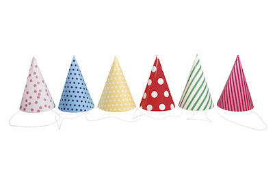 Image of Partyhüte, 8x13cm, sortiert, SB-Btl 6Stück bei JUMBO