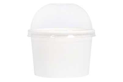 Image of Bio Papp-Becher m. Kuppeldeckel , 90mm ø, 6,1cm, +Deckel 3cm,200ml, Set 6Stück bei JUMBO