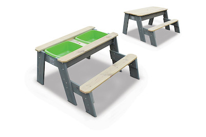 Image of Aksent Sand-Wasser-Tisch 1 mit Deckel und Sitzbank 95x89cm, holz grau