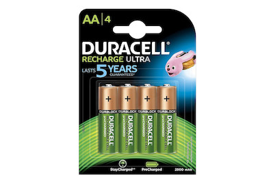 Image of Duracell Recharge Ultra Accu AA (Hr06) 2500 mAh B4 Precharged 4 Stück bei JUMBO