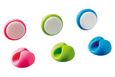 Image of Kabelclip, Set mit 6 Stück, 2x blau, 2x grün und 2x pink bei JUMBO