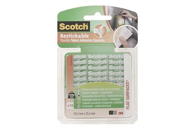 Image of Scotch R100 wiederablösbare doppelseitige Klebepads 24 mm x 24 mm 18 Klebepads bei JUMBO