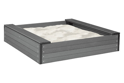 Image of Home and More Sandkasten mit Sitzbrettern 120x120cm, kunststoff in holzoptik grau
