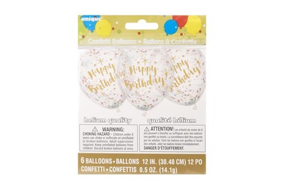 Image of Ballone mit Konfettis Happy Birthday 6 Stück bei JUMBO