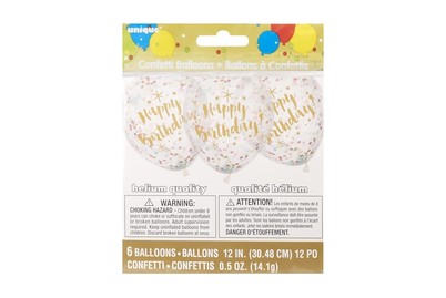 Image of Ballone mit Konfettis Happy Birthday 6 Stück