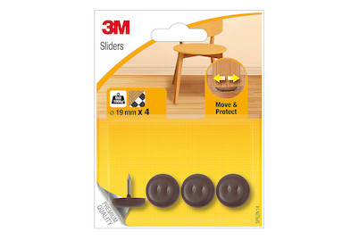 Image of . . . 3M™ Sliders Sp62N14, Möbelgleiter braun mit Nagel, 4 Stück, Ø 19 mm bei JUMBO