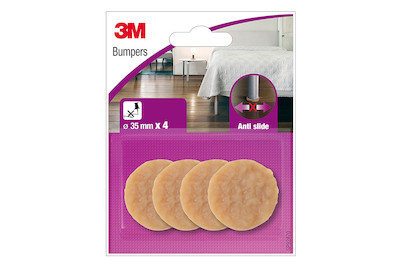 Image of 3M™ Bumpers Sp92A70, Schutzpuffer für Bettfüsse, beige, 4 Stück Ø 35mm, Rutschhemmend bei JUMBO