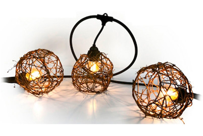 Image of Dekorative Lichterkette 6 m 8 Lampen E27/Led 2 W Rattanbälle