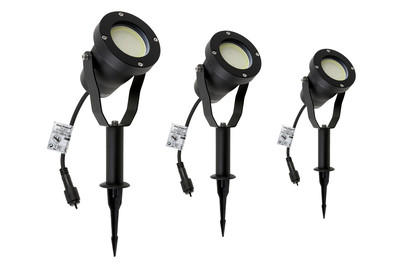 Image of Set mit 3 Strahlern Alu schwarz Ip67 Mr20 LED 4 W Eek: A+ warmweiss bei JUMBO