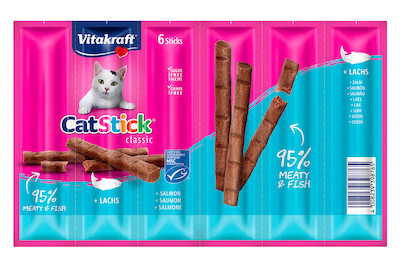 Image of Vitakraft Cat-Stick Katzensnack Lachs MSC 6 Stück