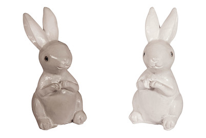 Image of Polyresin Hasen mit Klebepunkt, 2x2x4cm, sortiert, PVC-Box 4Stück bei JUMBO