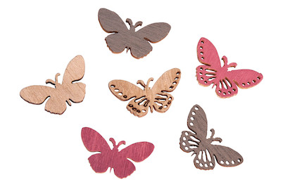 Image of Holz-Streuteile Schmetterling, 2,5x1,2cm, SB-Btl 24Stück bei JUMBO