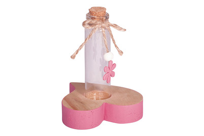 Image of Deko-Herz mit Reagenzglas, 7cm ø, 9,5cm, mit Korkdeckel, Öffnung 1,2cm bei JUMBO