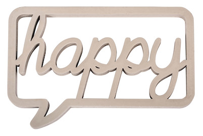 Image of Holzschrift in Sprechblase happy , 10x7x1cm, Beutel 1Stück bei JUMBO