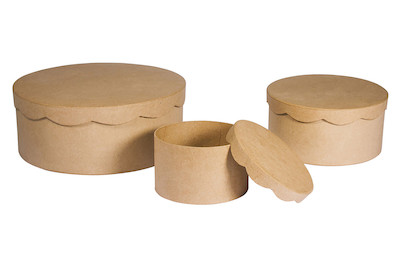 Image of Pappm. Boxen Set,FSC Recycled 100%, ø23,8x9cm/ø16,8x8cm/ø10x7cm, Set 3Stück bei JUMBO