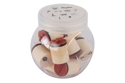 Image of Mini Holzstempel-Set Celebrate , 2cm ø, 2,5cm, Box 10Stück bei JUMBO