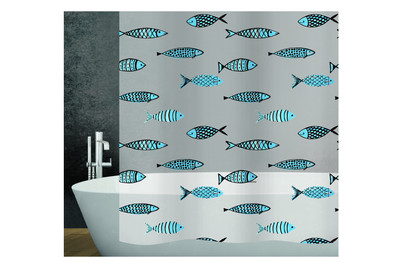 Image of Qualité & Prix Duschvorhang Fish blau 180x200 cm
