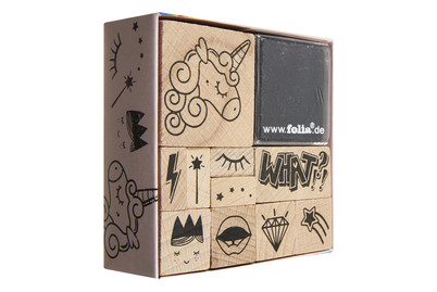 Image of Holz-Stempelset Unicorn 12 Stk. bei JUMBO