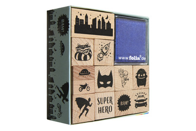 Image of Holz-Stempelset Superheros 14 Stk. bei JUMBO