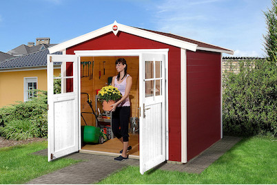 Image of Weka Gartenhaus 224 Gr.3 21mm mit Doppeltüre (209 x 235 cm), holz schwedenrot bei JUMBO