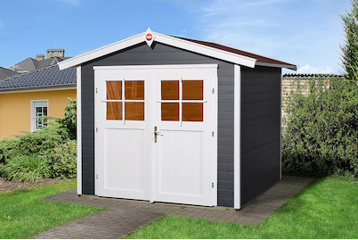 Image of Weka Gartenhaus 224 Gr.3 21mm mit Doppeltüre (209 x 235 cm), holz anthrazit bei JUMBO