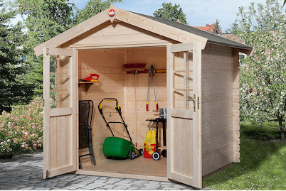 Image of Weka Gartenhaus 209 Gr.1 28mm mit Doppeltüre (200 x 200 cm), holz natur bei JUMBO