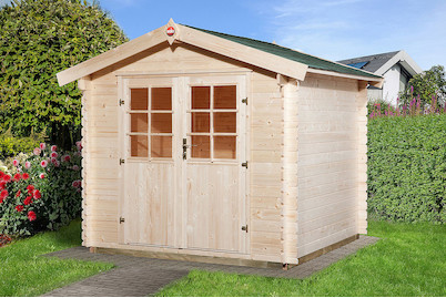 Image of Weka Gartenhaus 209 Gr.2 28mm mit Doppeltüre (250 x 250 cm), holz natur bei JUMBO