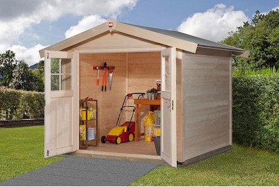 Image of Weka Gartenhaus 122 Gr.1 28mm mit Doppeltüre (205 x 241 cm), holz natur bei JUMBO