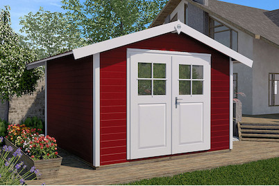 Image of Weka Gartenhaus 122 Gr.2 28mm mit Doppeltüre (235 x 240 cm), holz schwedenrot bei JUMBO