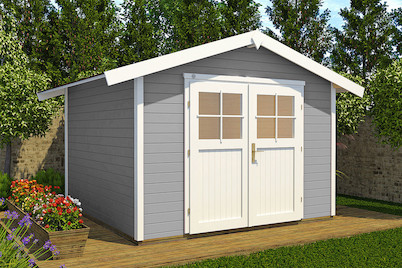 Image of Weka Gartenhaus 122 Gr.2 28mm mit Doppeltüre (235 x 240 cm), holz grau bei JUMBO