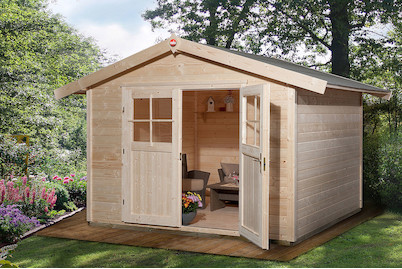 Image of Weka Gartenhaus 122 Gr.3 28mm mit Doppeltüre (205 x 300 cm), holz natur bei JUMBO