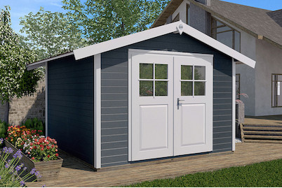 Image of Weka Gartenhaus 122 Gr.5 28mm mit Doppeltüre (295 x 300 cm), holz anthrazit bei JUMBO