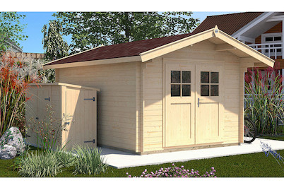 Image of Weka Gartenhaus Premium 28mm mit Doppeltüre (250 x 250 cm), Holz Natur bei JUMBO