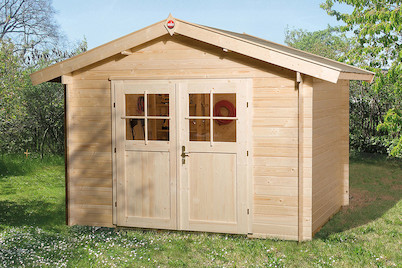 Image of Weka Gartenhaus Premium 28mm mit Doppeltüre (200 x 250 cm), Holz Natur bei JUMBO