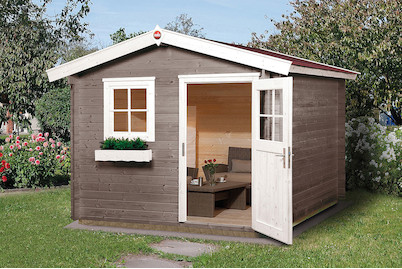 Image of Weka Gartenhaus Premium 28mm mit Fronttüre + Fenster (200 x 250 cm), Holz Natur bei JUMBO