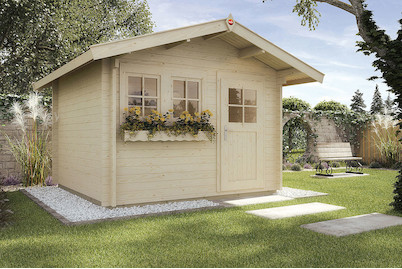 Image of Weka Gartenhaus 139 A Gr.1 45mm mit Vordach (250 x 300 cm), Holz Natur bei JUMBO