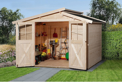 Image of Weka Gartenhaus 323 Gr.4 (250 x 299 cm), Holz Natur bei JUMBO