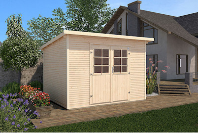 Image of Weka Gartenhaus 219 Gr.2 28mm mit Flachdach (241 x 295 cm), Holz Natur bei JUMBO