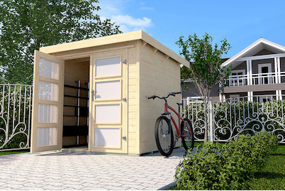 Image of Weka Gartenhaus 321 Gr.2 19mm mit Milchglastüren (194 x 254 cm), Holz Natur bei JUMBO