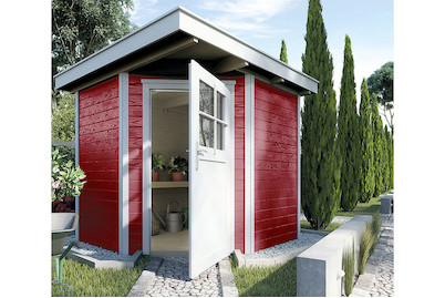 Image of Weka Gartenhaus 229 Gr.1 21mm mit Flachdach (205 x 209 cm), Holz Rot bei JUMBO