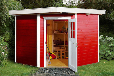 Image of Weka Gartenhaus 229 Gr.2 21mm mit Flachdach (235 x 239 cm), Holz Rot bei JUMBO