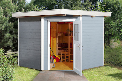 Image of Weka Gartenhaus 229 Gr.2 21mm mit Flachdach (235 x 239 cm), Holz Grau bei JUMBO