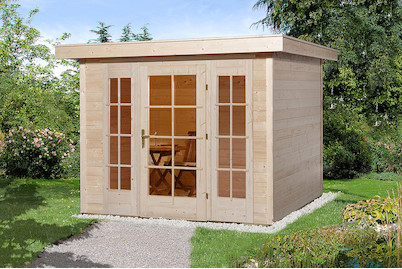 Image of Weka Gartenhaus Panorama 172 Gr.2 21mm mit verglaster Türe (299 x 295 cm), Holz Natur bei JUMBO