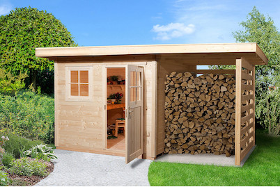 Image of Weka Gartenhaus 170 A Gr.2 28mm mit Flachdach (240 x 385 cm), Holz Natur bei JUMBO