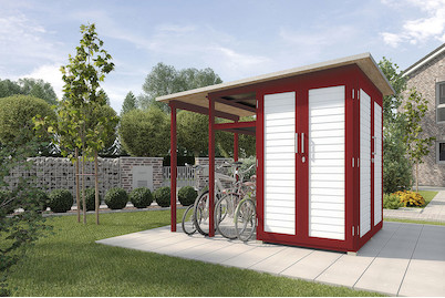 Image of weka Garten [Q] Modul Family, seitlicher Anbau offen, schwedenrot/weiß bei JUMBO