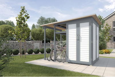 Image of weka Garten [Q] Modul Family, seitlicher Anbau offen, grau/weiß bei JUMBO