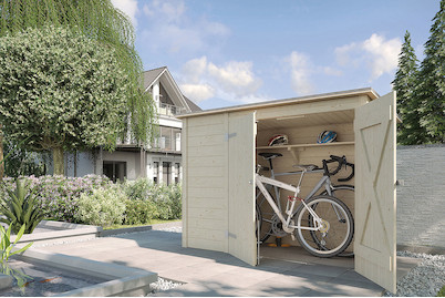 Image of Weka Fahrrad- + Mülltonnenbox (84 x 205 x 151 cm), holz natur