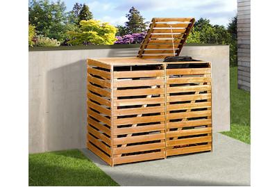 Image of Weka Mülltonnenbox für 2 Tonnen (92 x 148 x 122 cm), holz honigbraun imprägniert