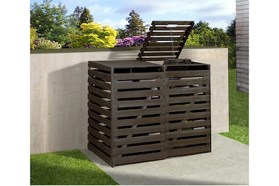 Image of Weka Mülltonnenbox für 2 Tonnen (92 x 148 x 122 cm), holz anthrazit imprägniert bei JUMBO